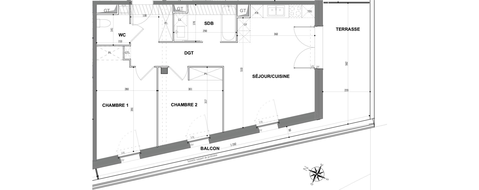Appartement T3 de 59,60 m2 &agrave; Toulouse Saint-martin-du-touch