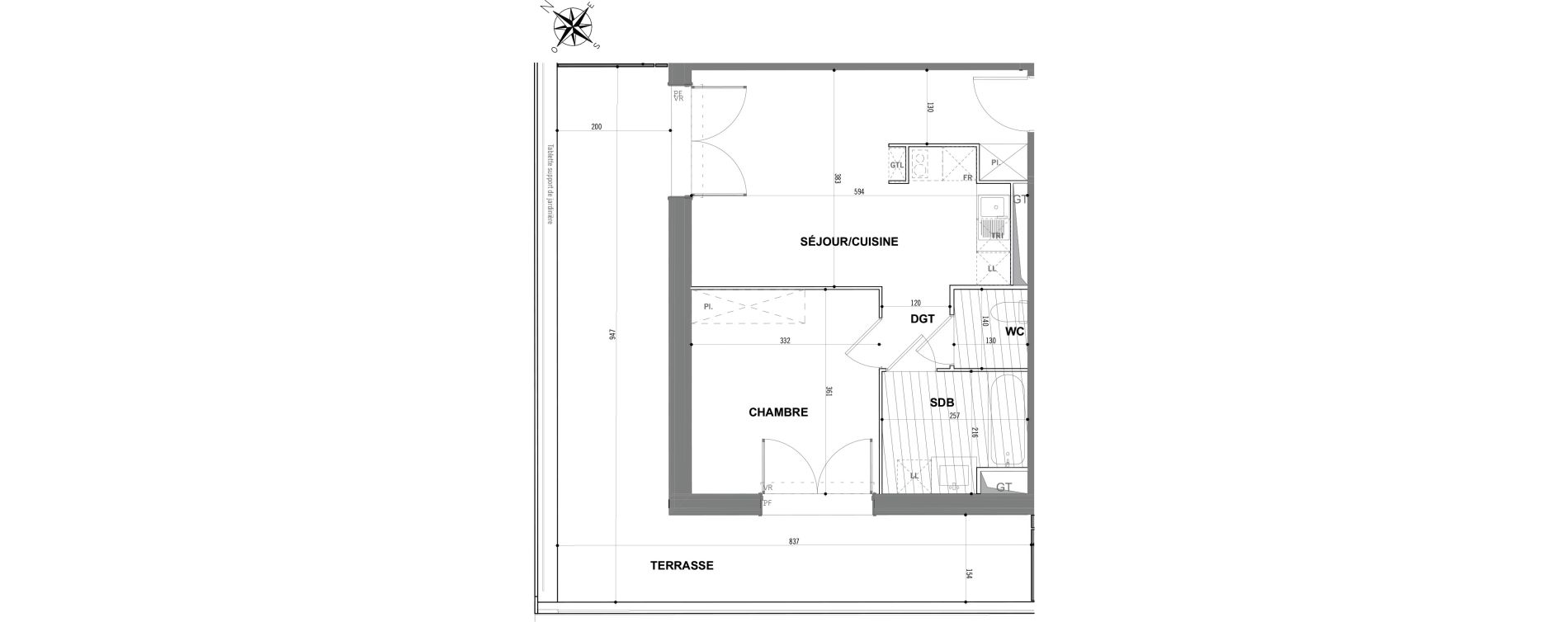 Appartement T2 de 42,40 m2 &agrave; Toulouse Saint-martin-du-touch