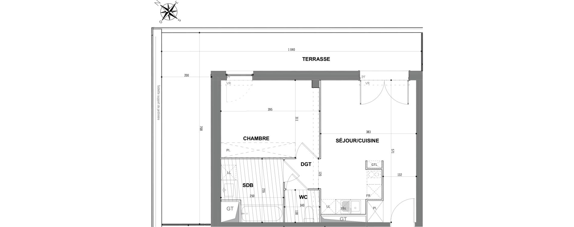 Appartement T2 de 42,30 m2 &agrave; Toulouse Saint-martin-du-touch