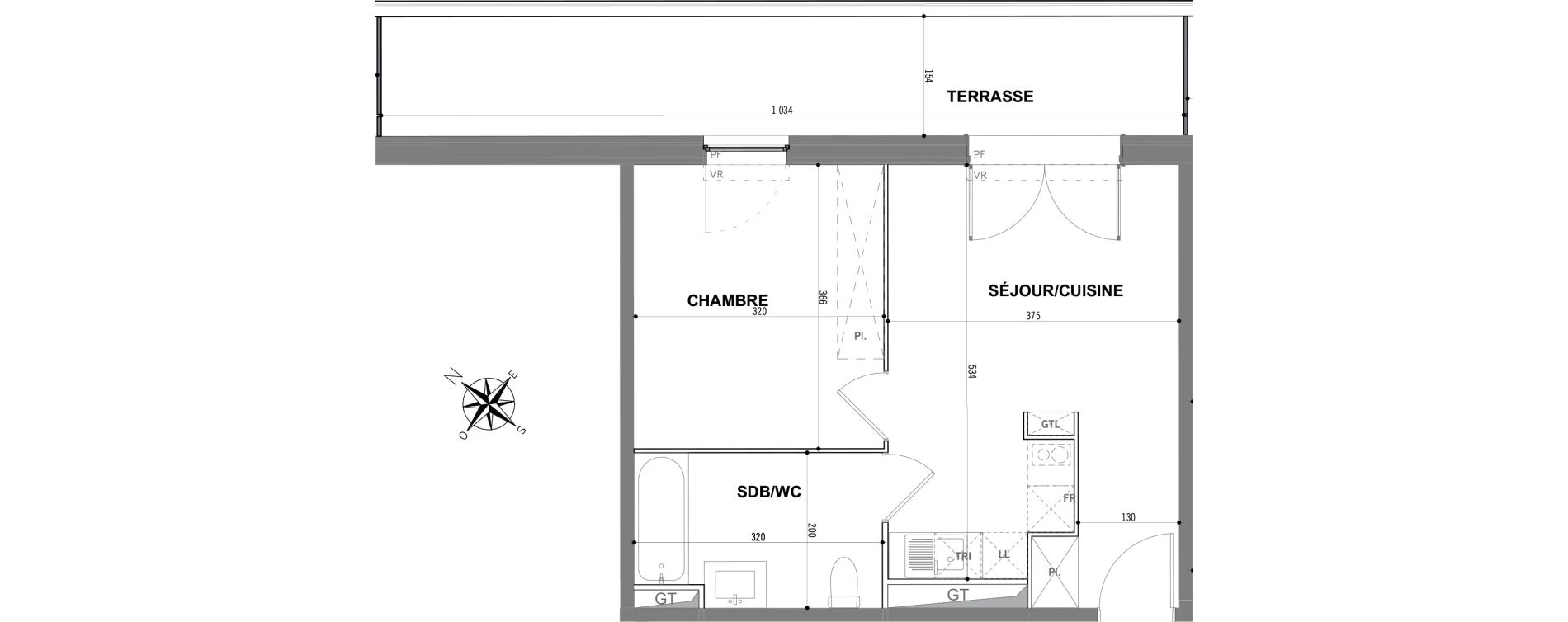 Appartement T2 de 38,10 m2 &agrave; Toulouse Saint-martin-du-touch