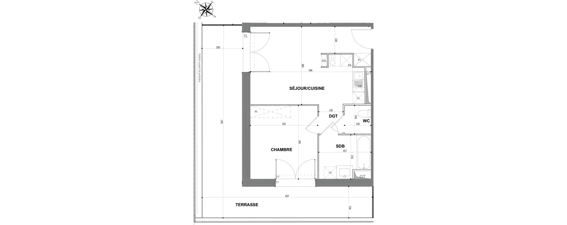 Appartement T2 de 42,40 m2 &agrave; Toulouse Saint-martin-du-touch