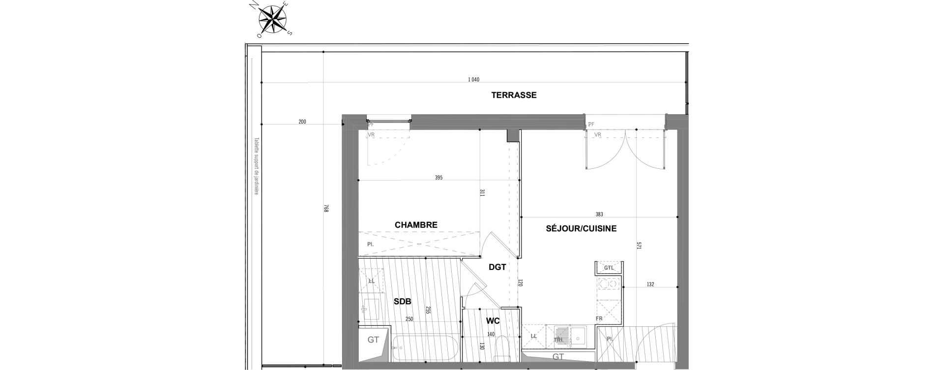 Appartement T2 de 42,30 m2 &agrave; Toulouse Saint-martin-du-touch