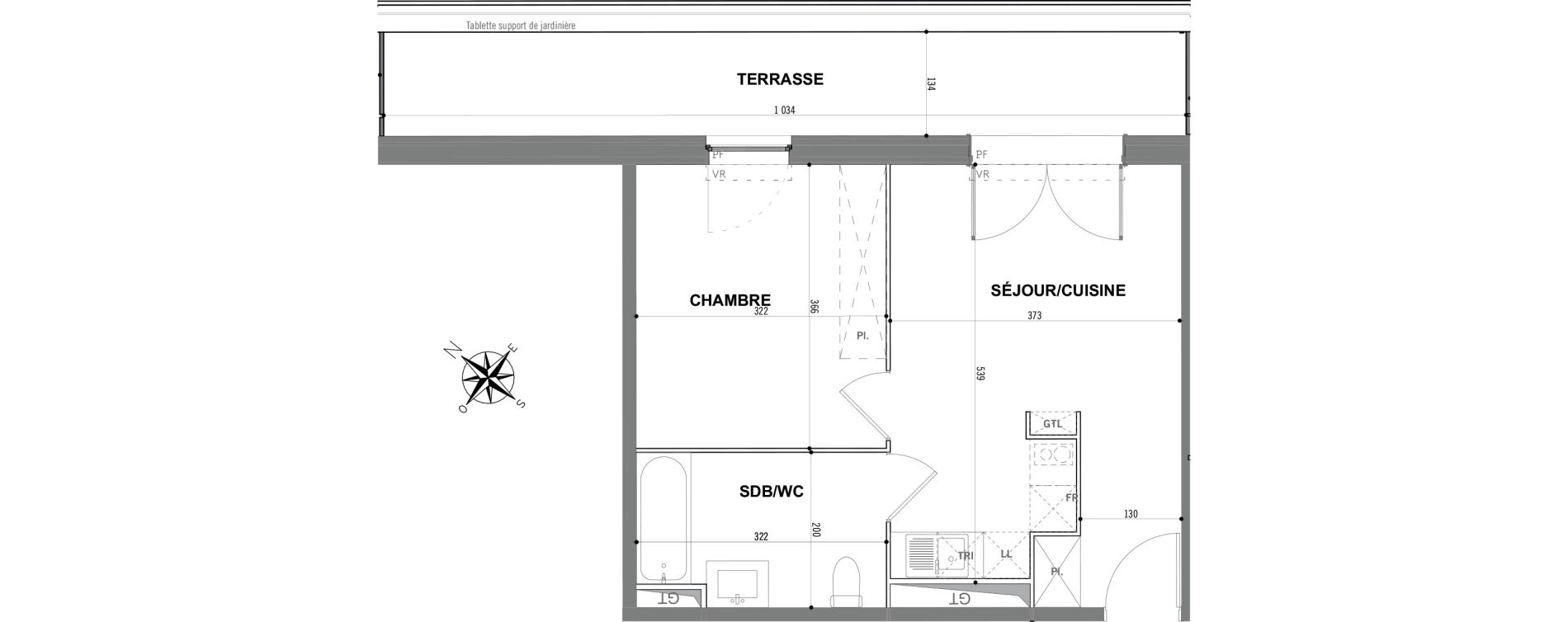 Appartement T2 de 38,10 m2 &agrave; Toulouse Saint-martin-du-touch