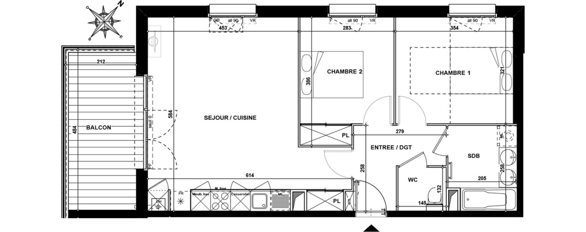 Appartement T3 de 62,70 m2 &agrave; Toulouse Nicol