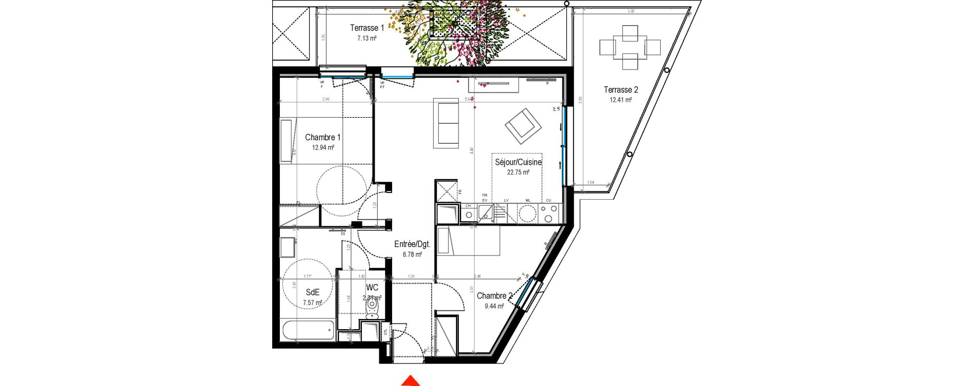 Appartement T3 de 61,79 m2 &agrave; Toulouse Ramassiers