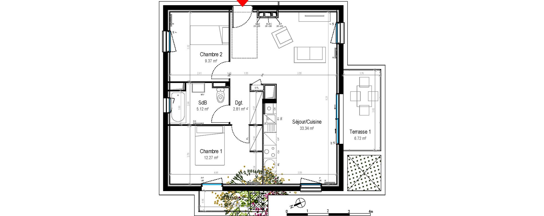 Appartement T3 de 62,91 m2 &agrave; Toulouse Ramassiers