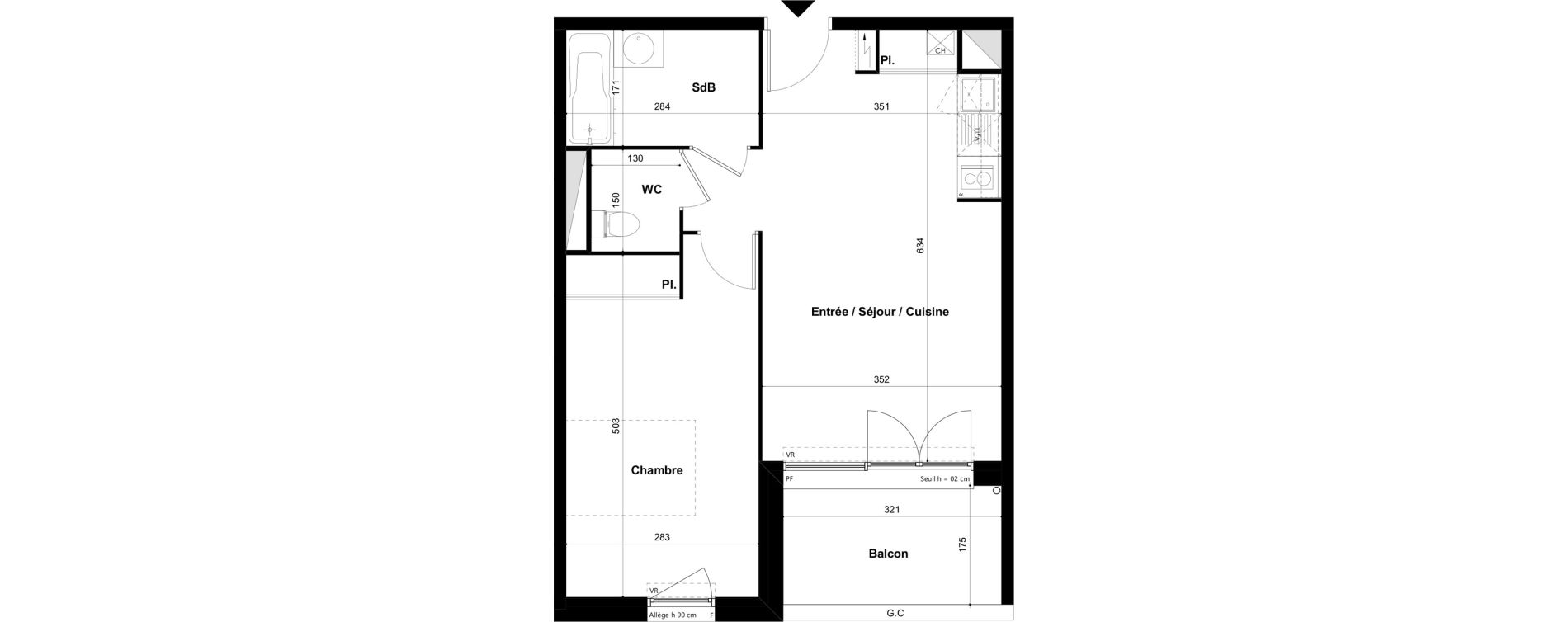 Appartement T2 de 44,36 m2 &agrave; Toulouse Lardenne