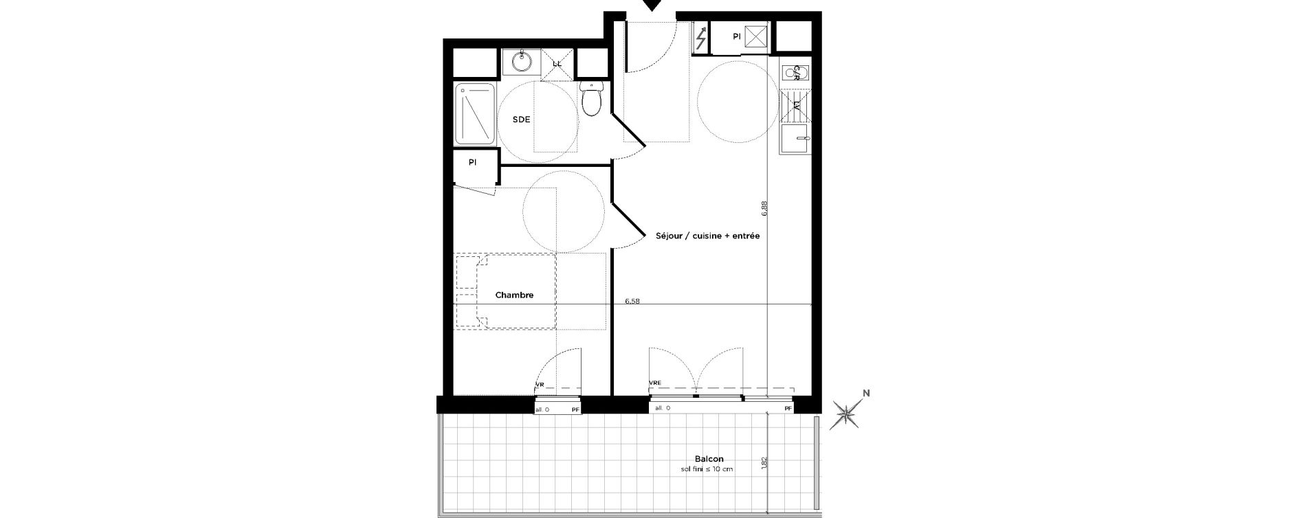 Appartement T2 de 41,60 m2 &agrave; Toulouse Minimes