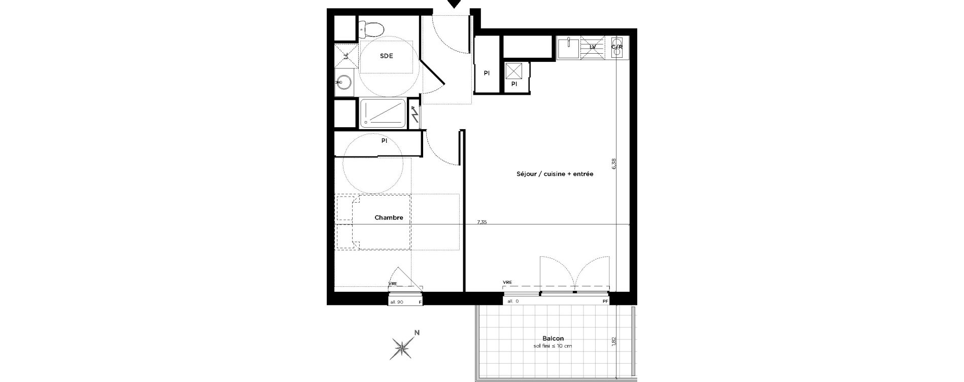 Appartement T2 de 45,80 m2 &agrave; Toulouse Minimes