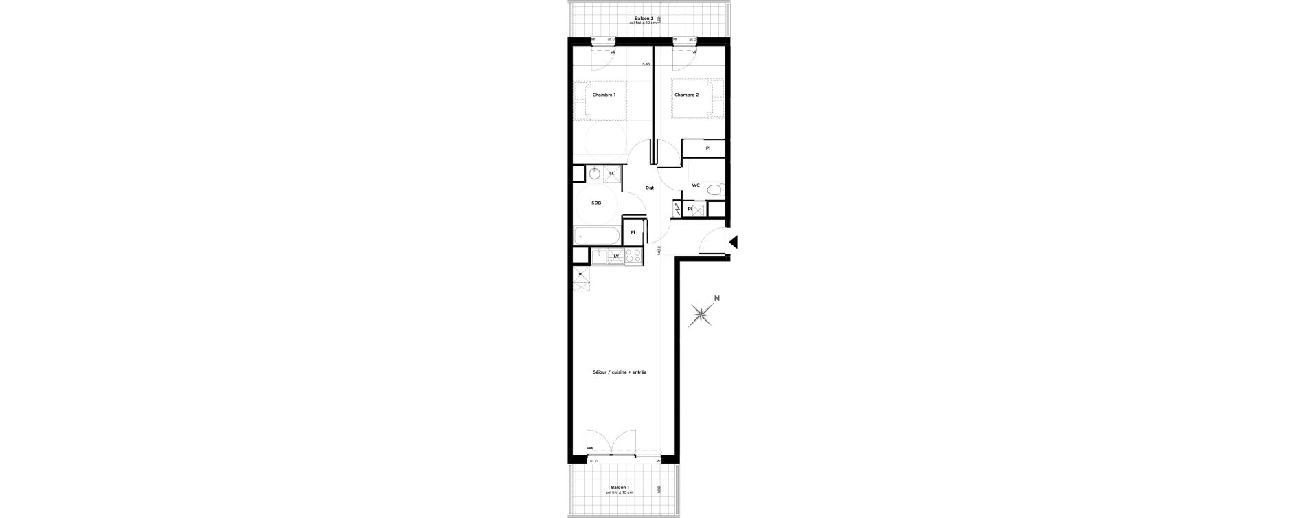 Appartement T3 de 63,50 m2 &agrave; Toulouse Minimes