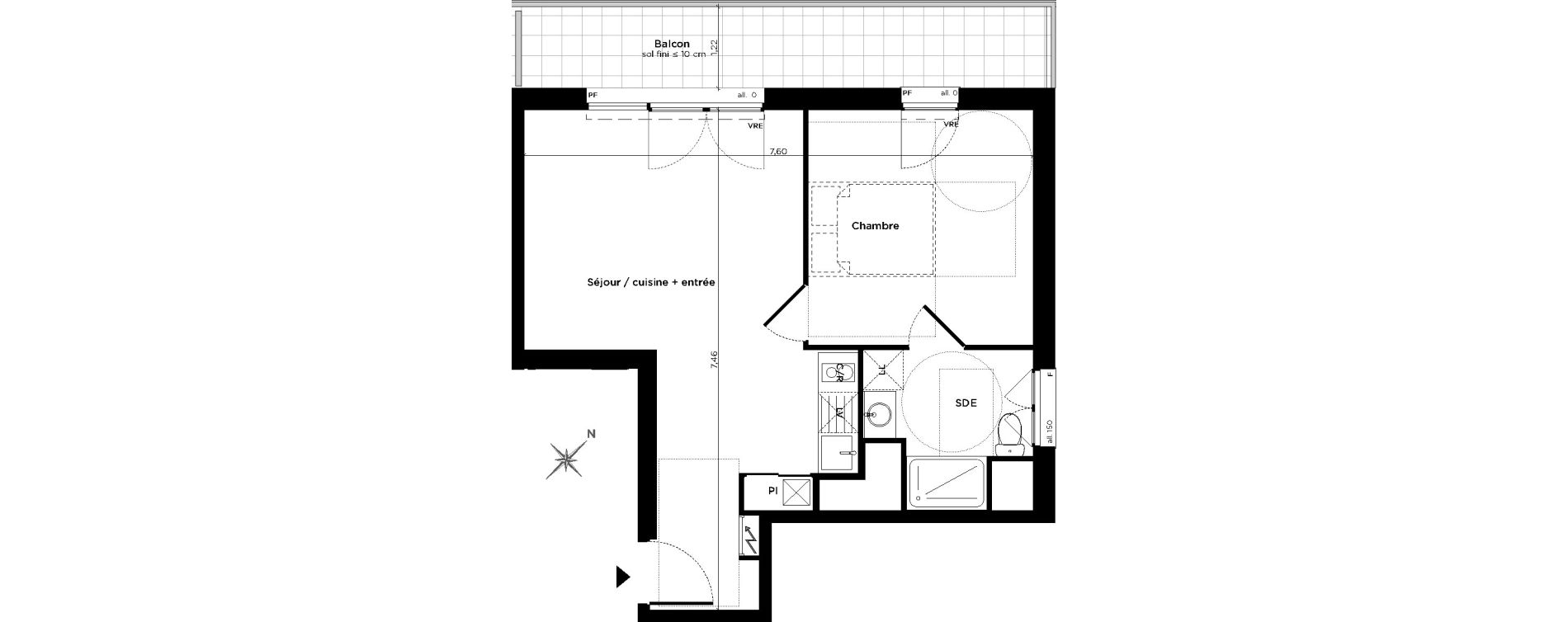 Appartement T2 de 40,50 m2 &agrave; Toulouse Minimes