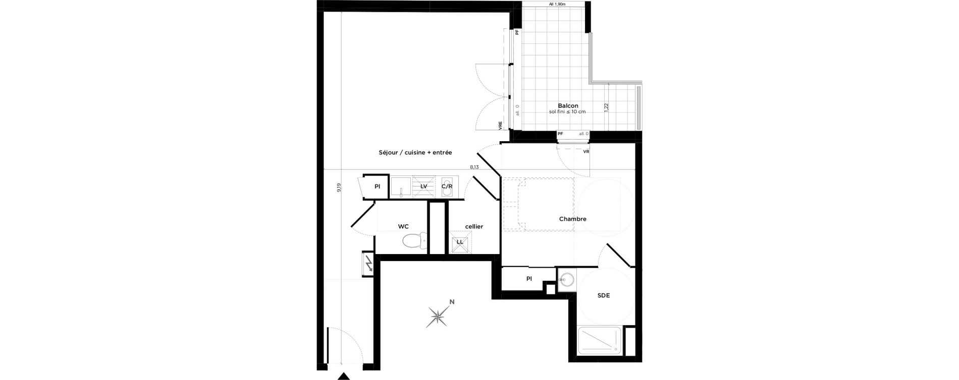 Appartement T2 de 48,00 m2 &agrave; Toulouse Minimes
