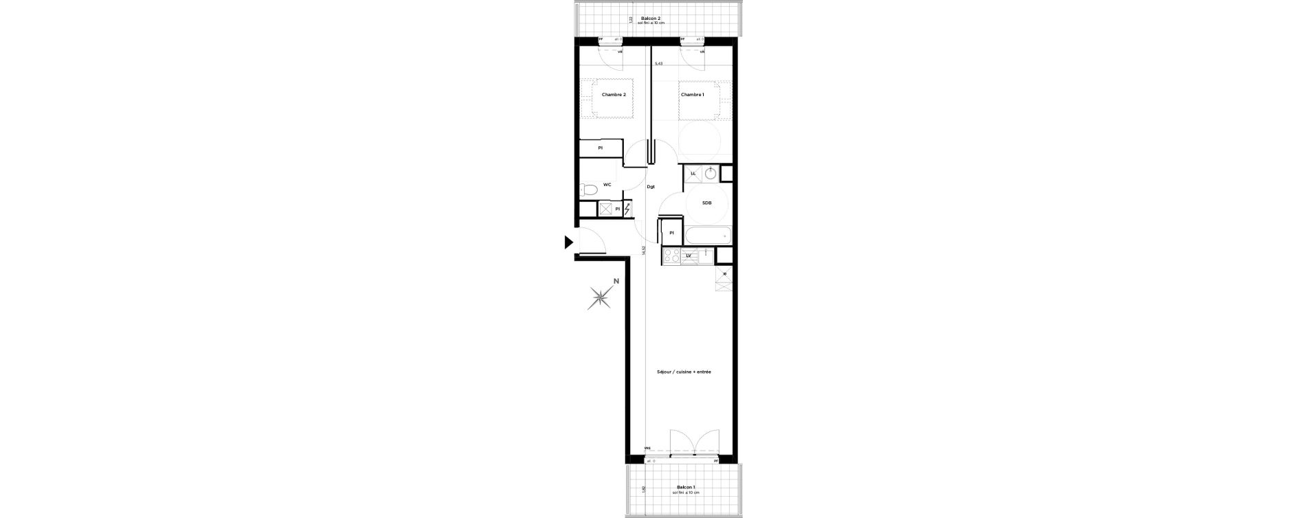 Appartement T3 de 63,50 m2 &agrave; Toulouse Minimes