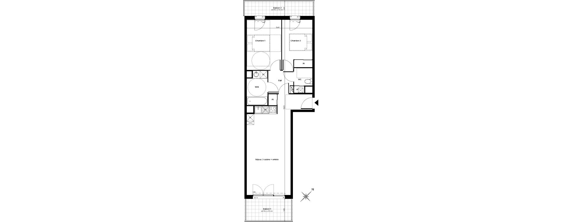 Appartement T3 de 63,40 m2 &agrave; Toulouse Minimes