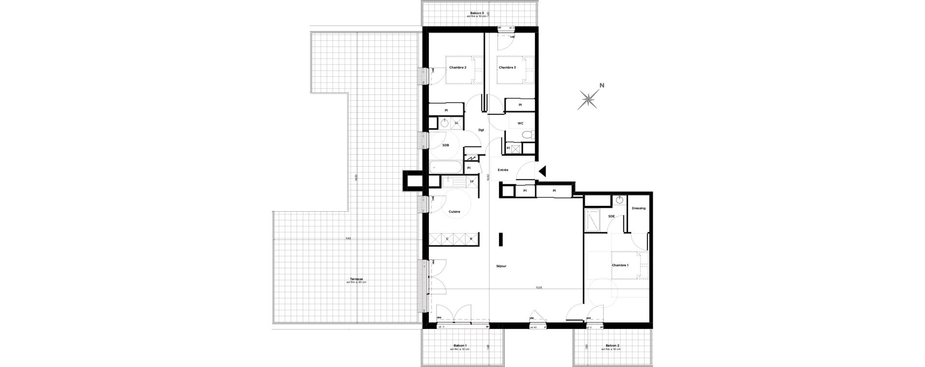 Appartement T4 de 108,80 m2 &agrave; Toulouse Minimes