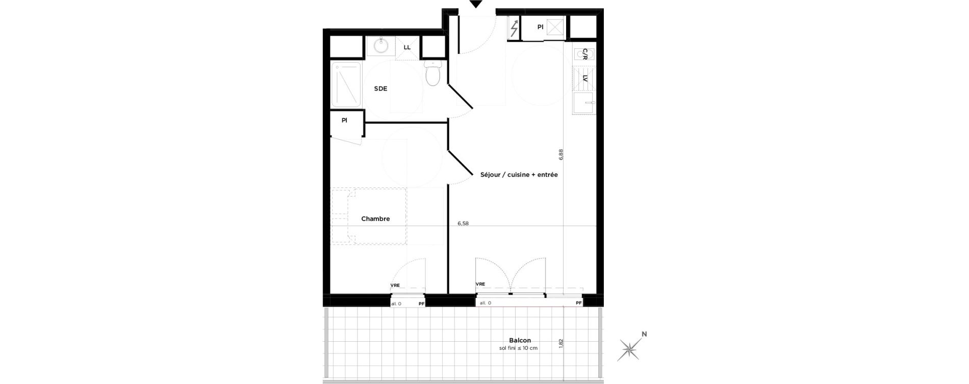 Appartement T2 de 41,60 m2 &agrave; Toulouse Minimes