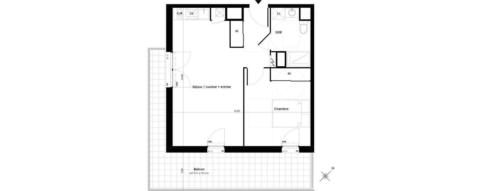 Appartement T2 de 44,90 m2 &agrave; Toulouse Minimes