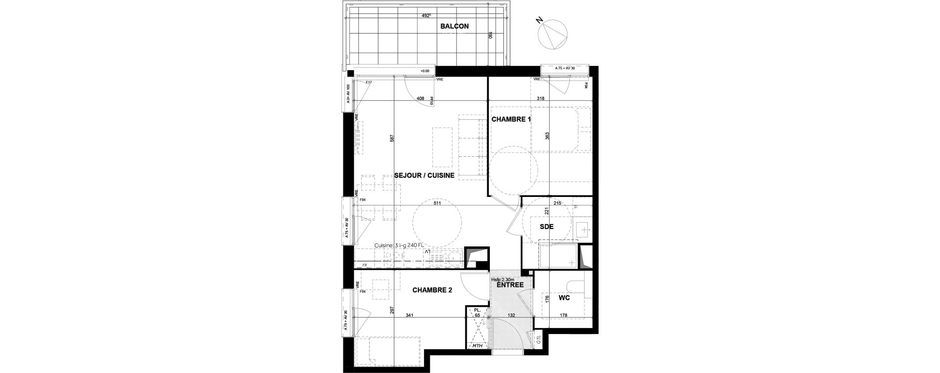 Appartement T3 de 58,84 m2 &agrave; Toulouse Montaudran