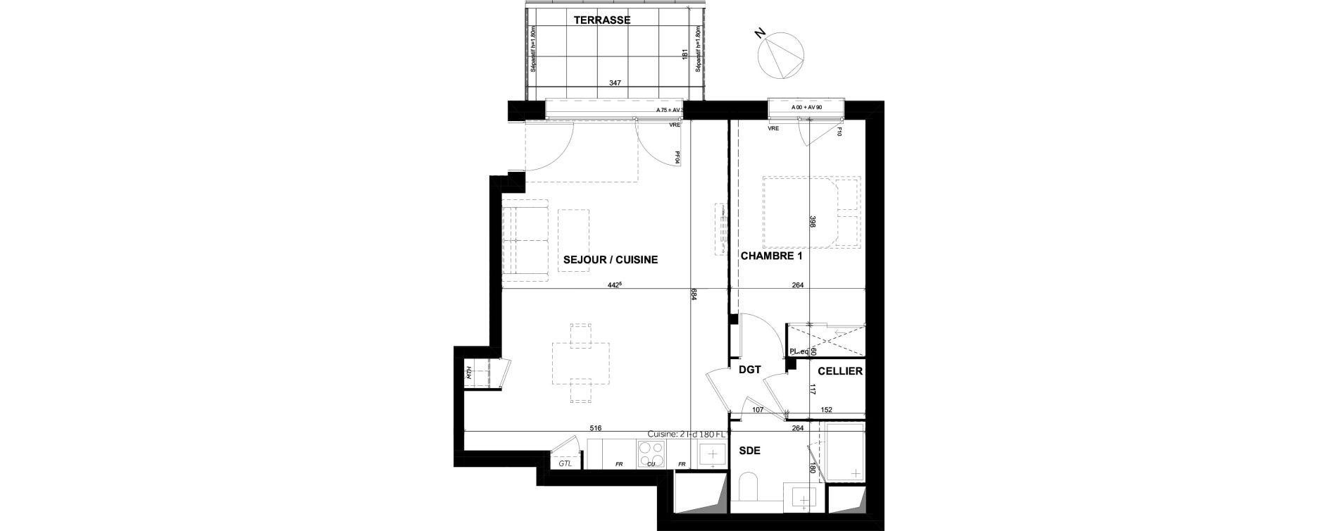 Appartement T2 de 49,58 m2 &agrave; Toulouse Montaudran