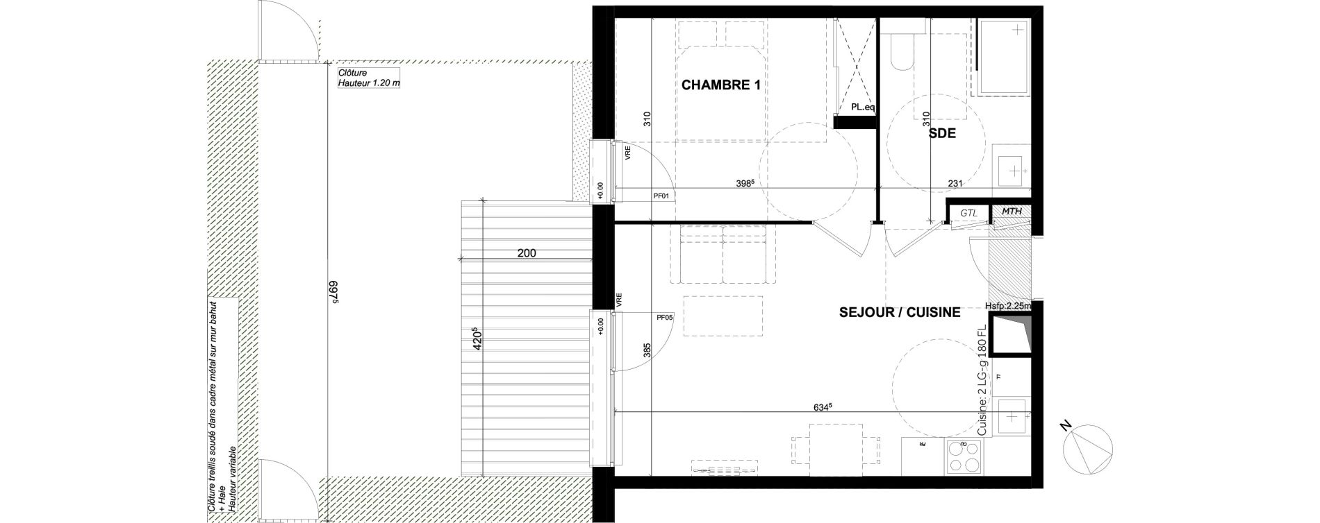 Appartement T2 de 42,73 m2 &agrave; Toulouse Montaudran