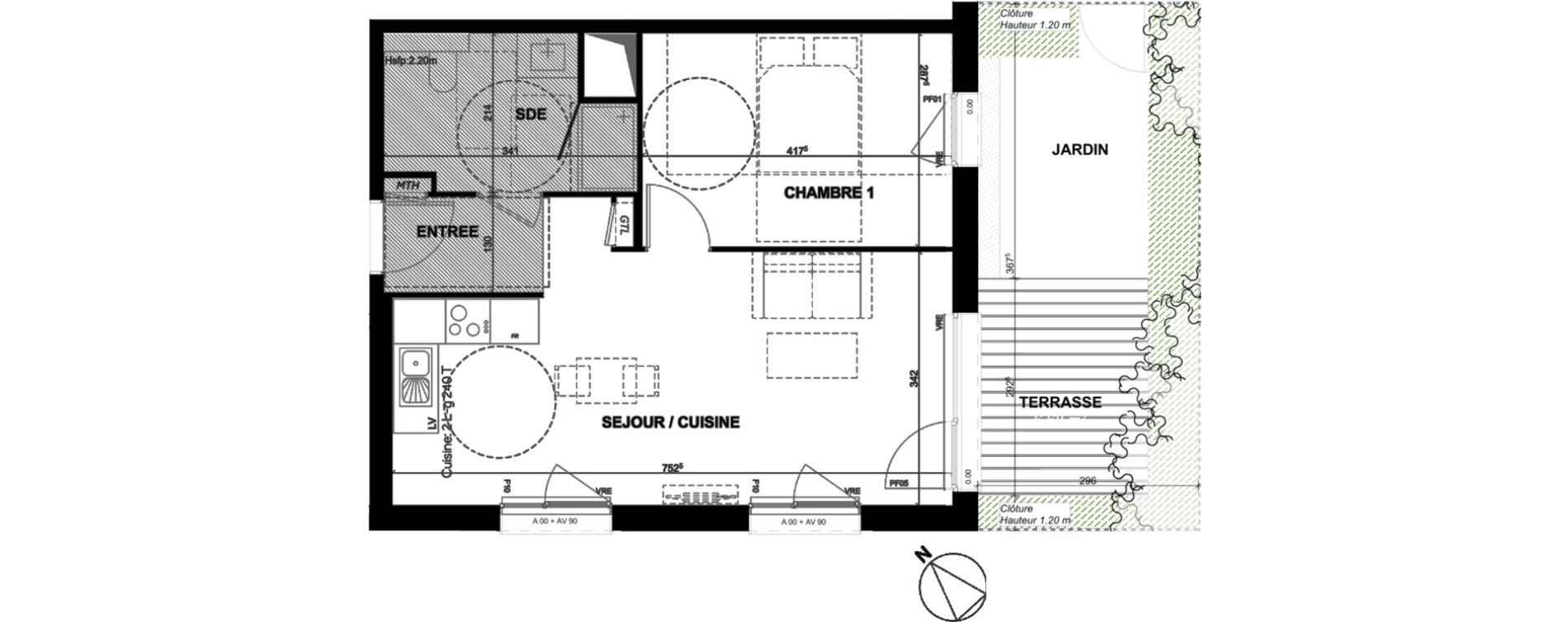 Appartement T2 de 46,02 m2 &agrave; Toulouse Montaudran