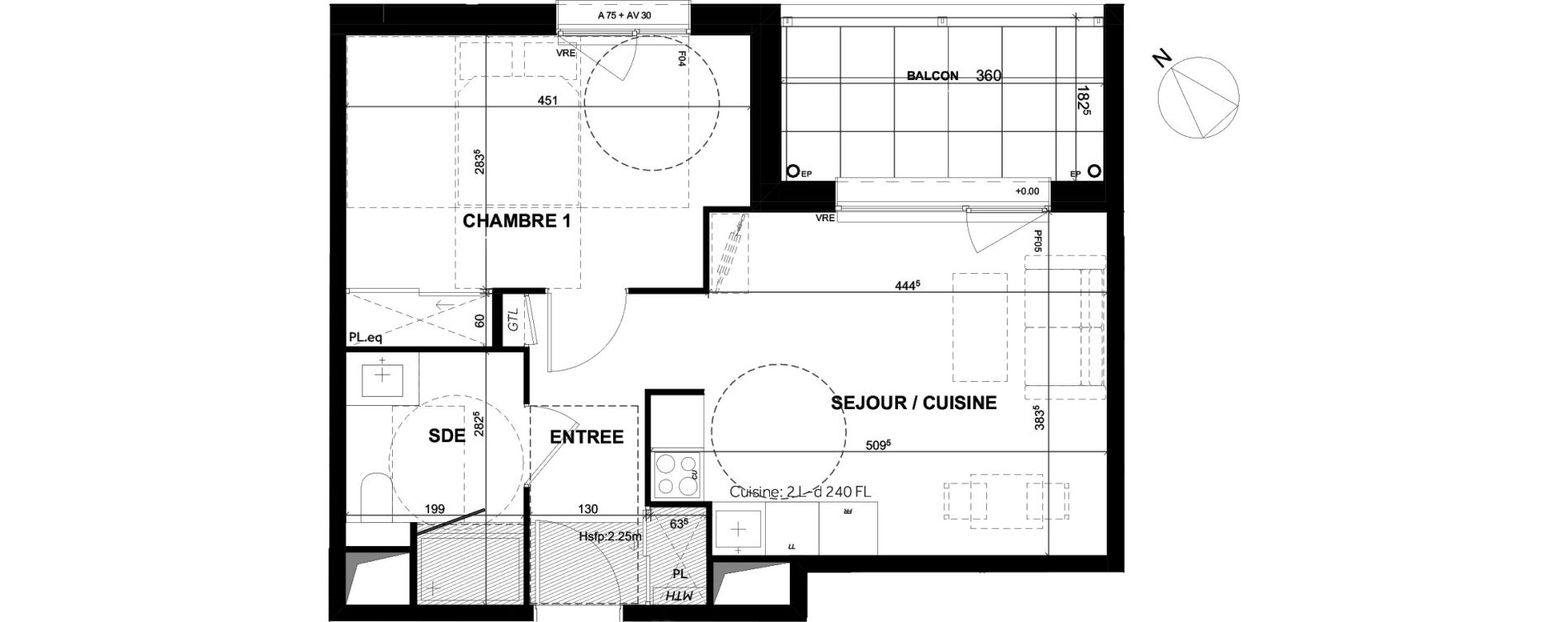 Appartement T2 de 42,11 m2 &agrave; Toulouse Montaudran
