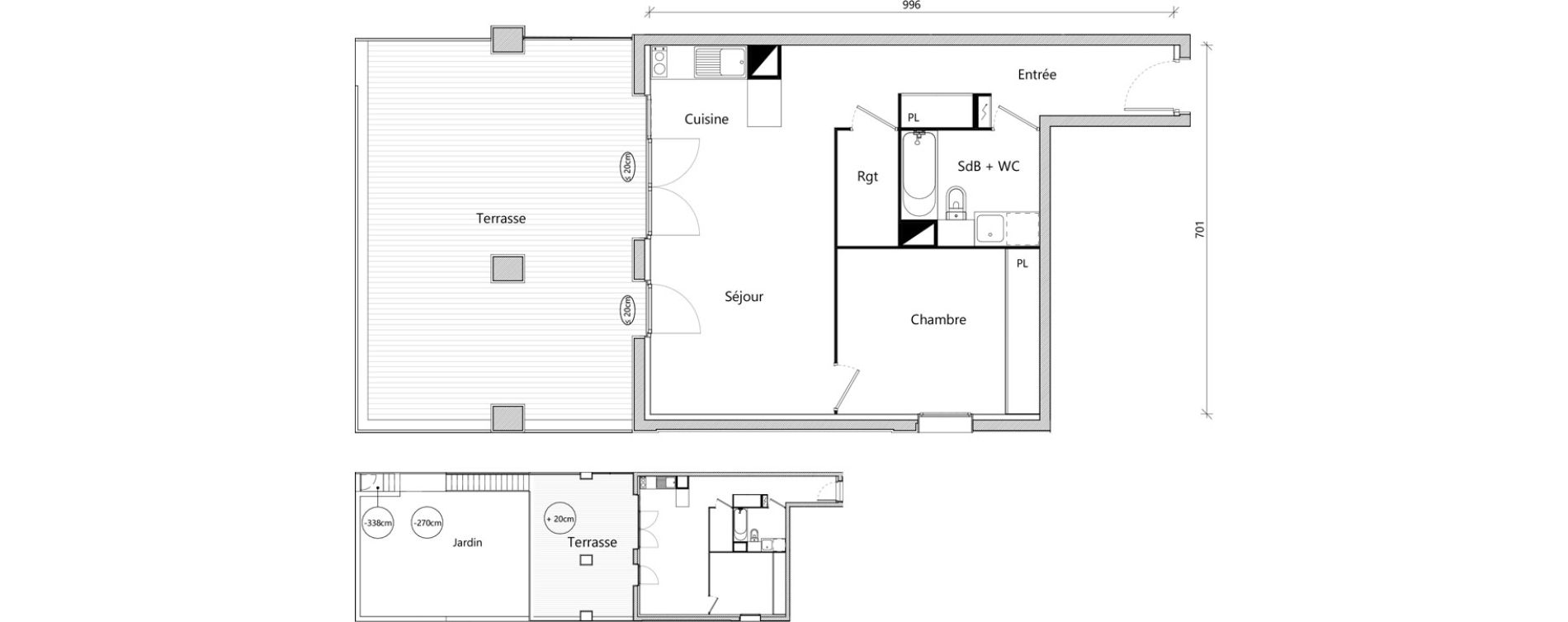 Appartement T2 de 53,43 m2 &agrave; Toulouse Montaudran