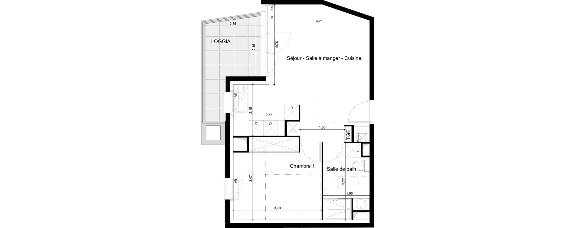 Appartement T2 de 44,40 m2 &agrave; Toulouse Barriere de paris