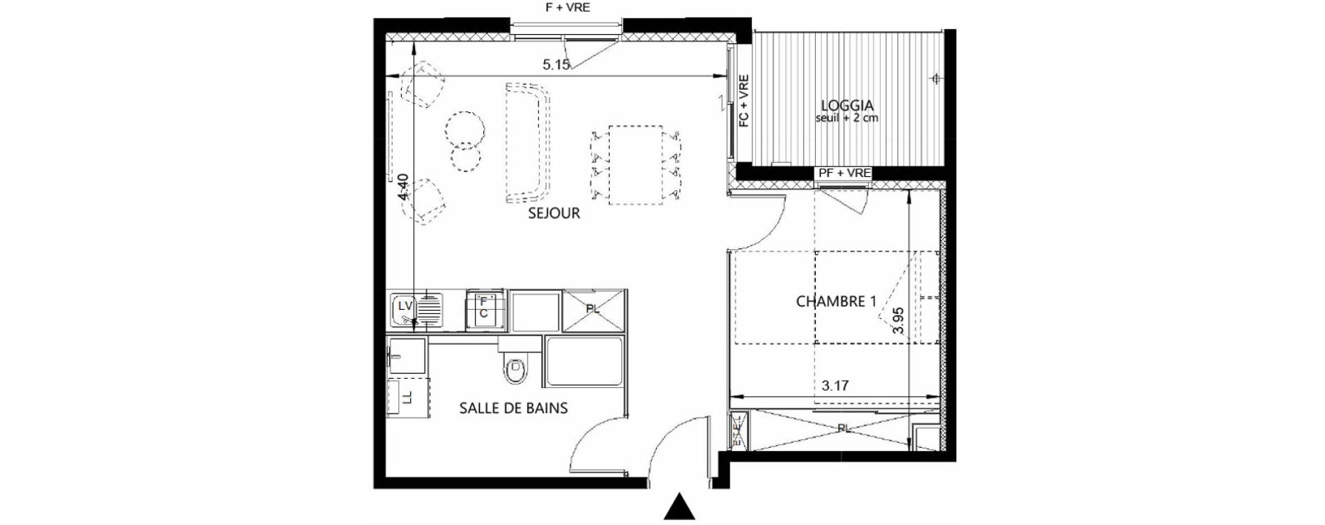 Appartement T2 de 45,20 m2 &agrave; Toulouse Guillaumet