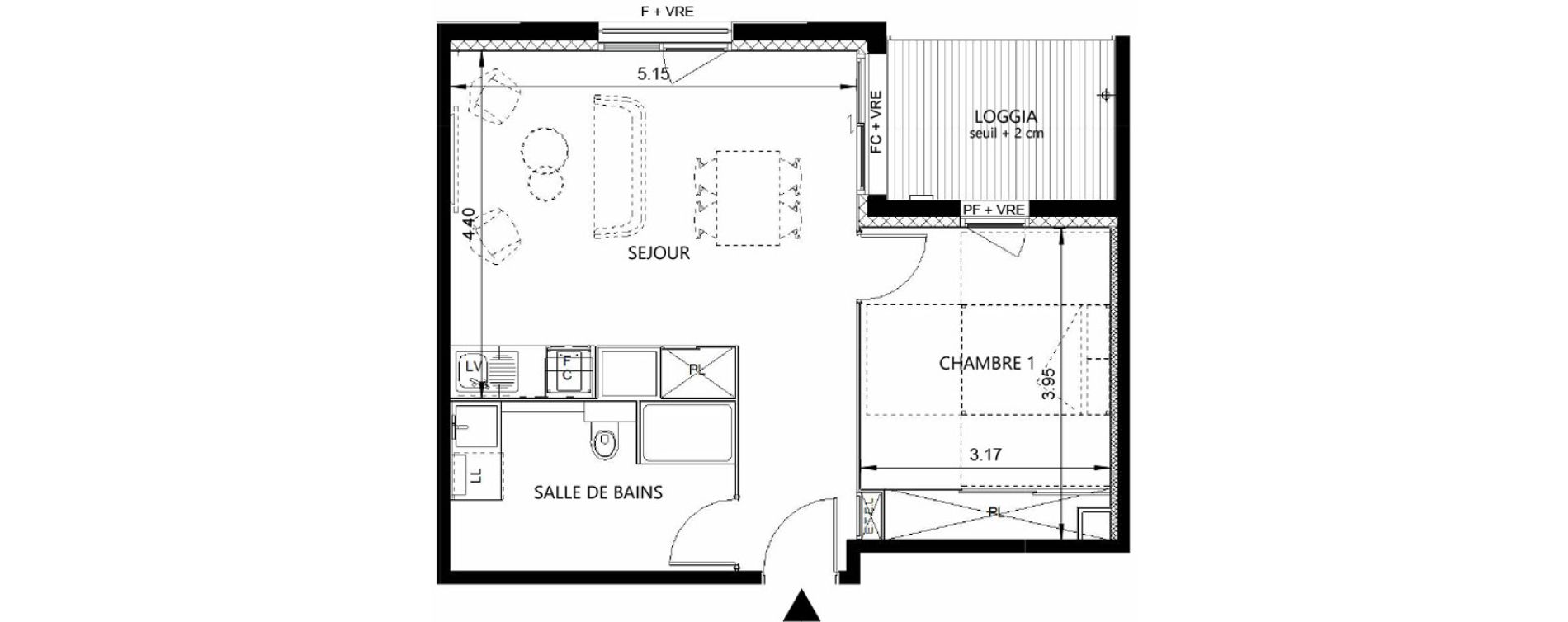 Appartement T2 de 45,20 m2 &agrave; Toulouse Guillaumet