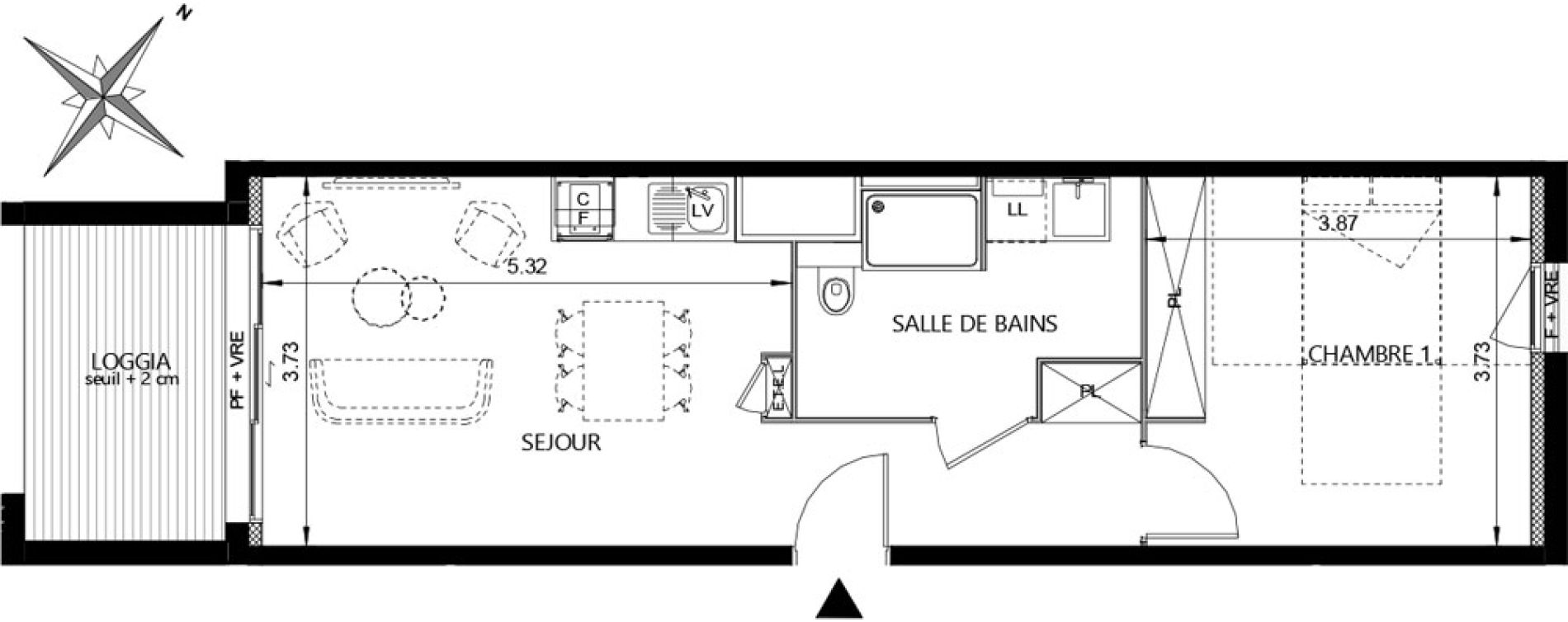 Appartement T2 de 45,80 m2 &agrave; Toulouse Guillaumet