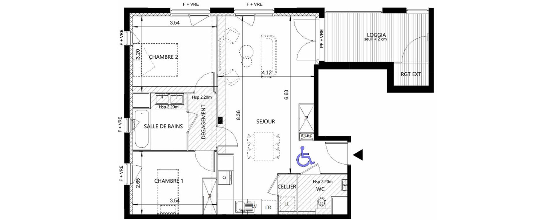 Appartement T3 de 65,80 m2 &agrave; Toulouse Guillaumet