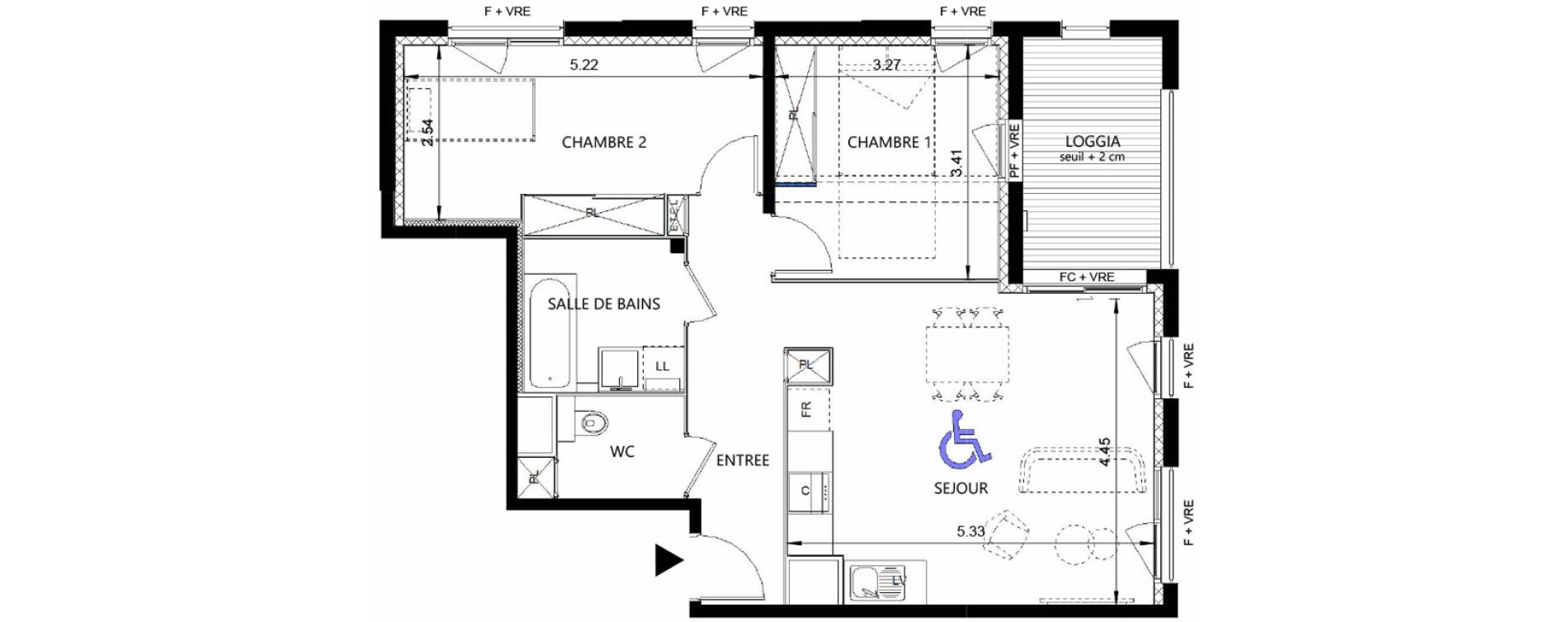 Appartement T3 de 64,30 m2 &agrave; Toulouse Guillaumet