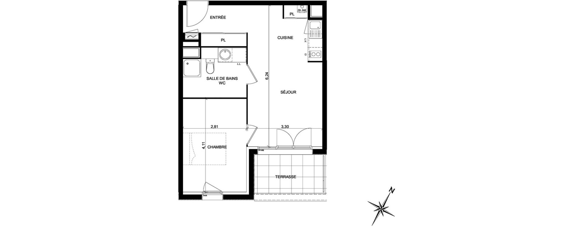 Appartement T2 de 42,04 m2 &agrave; Toulouse Ch&acirc;teau de l hers
