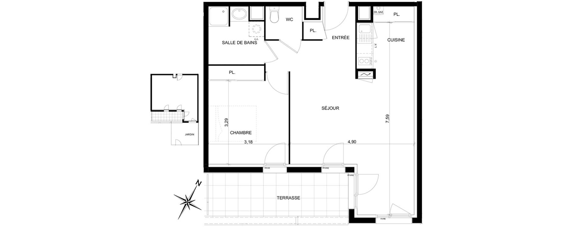 Appartement T2 de 52,63 m2 &agrave; Toulouse Ch&acirc;teau de l hers