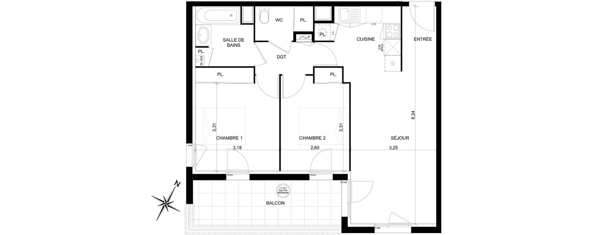 Appartement T3 de 60,83 m2 &agrave; Toulouse Ch&acirc;teau de l hers