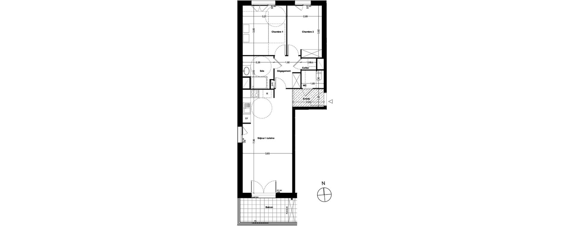 Appartement T3 de 64,10 m2 &agrave; Toulouse Cartoucherie