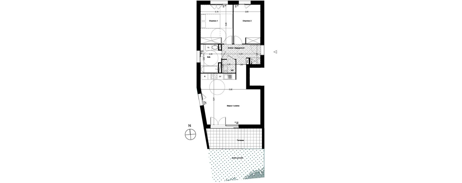 Appartement T3 de 62,34 m2 &agrave; Toulouse Cartoucherie