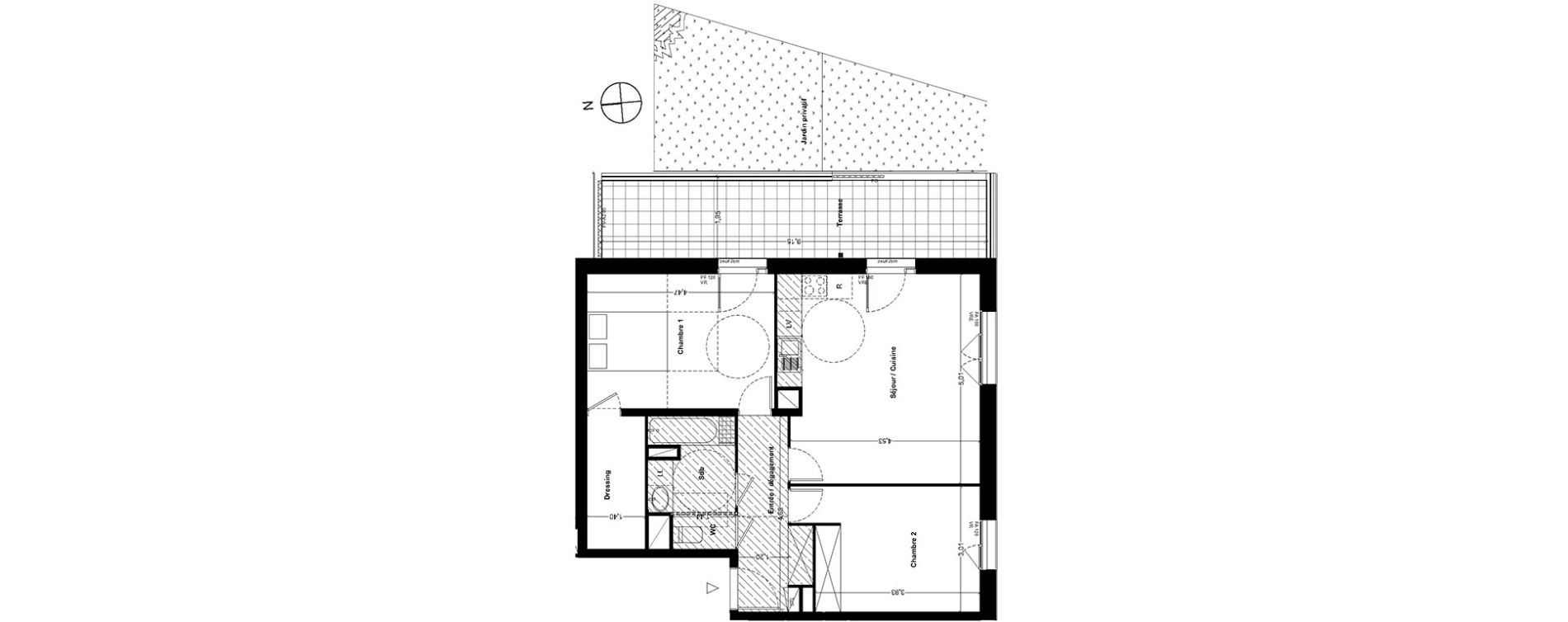 Appartement T3 de 67,23 m2 &agrave; Toulouse Cartoucherie