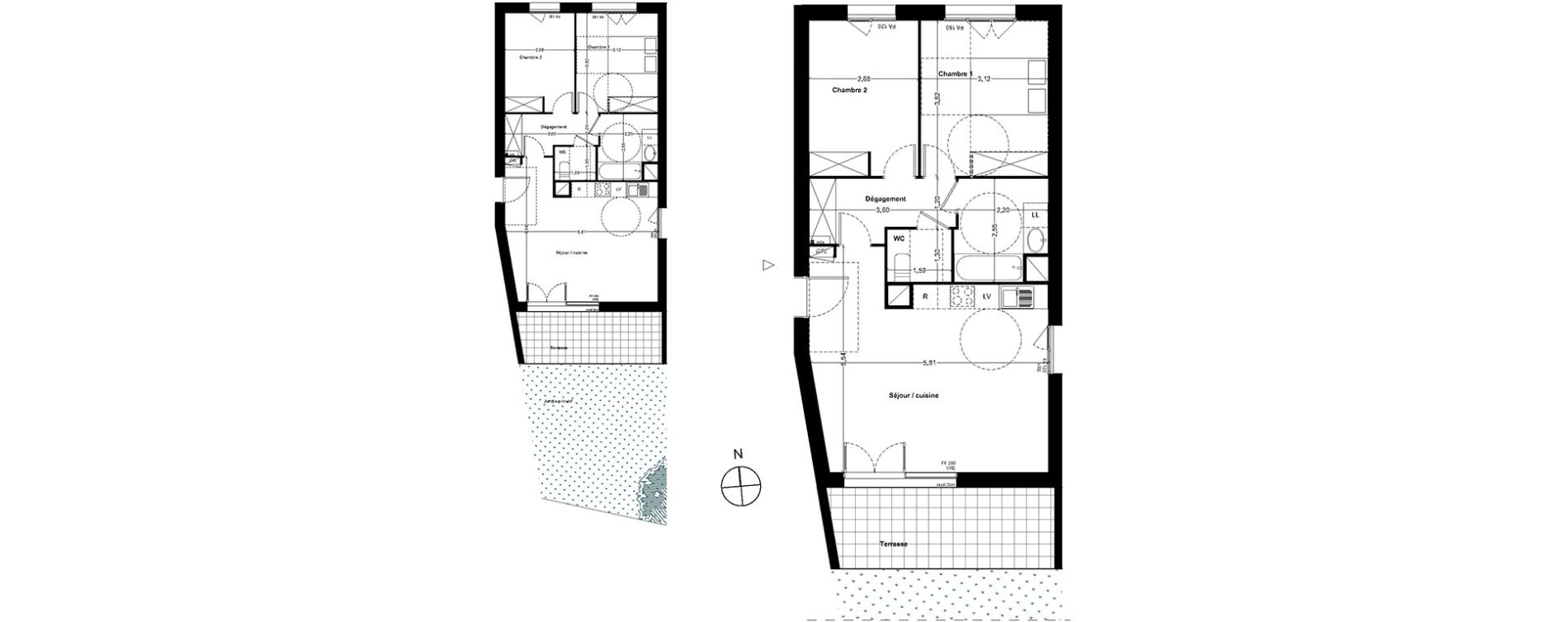 Appartement T3 de 61,95 m2 &agrave; Toulouse Cartoucherie