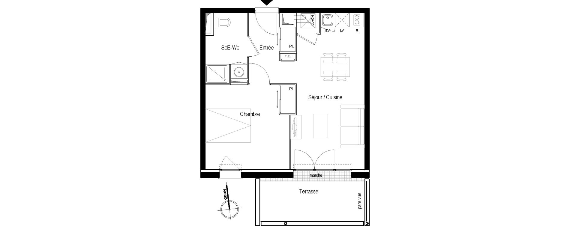 Appartement T2 de 41,59 m2 &agrave; Toulouse Croix daurade