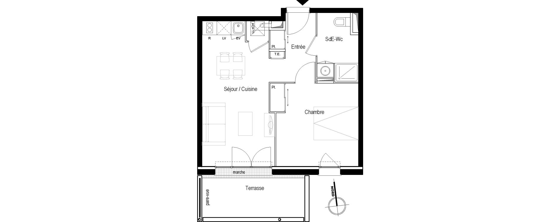 Appartement T2 de 40,50 m2 &agrave; Toulouse Croix daurade