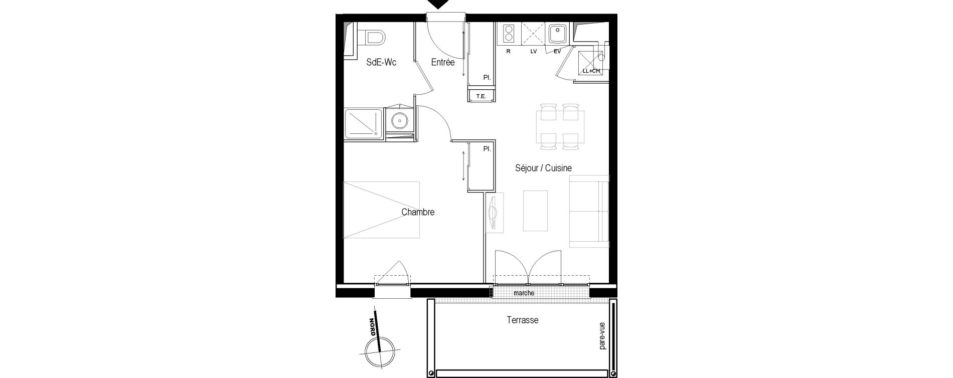 Appartement T2 de 41,38 m2 &agrave; Toulouse Croix daurade