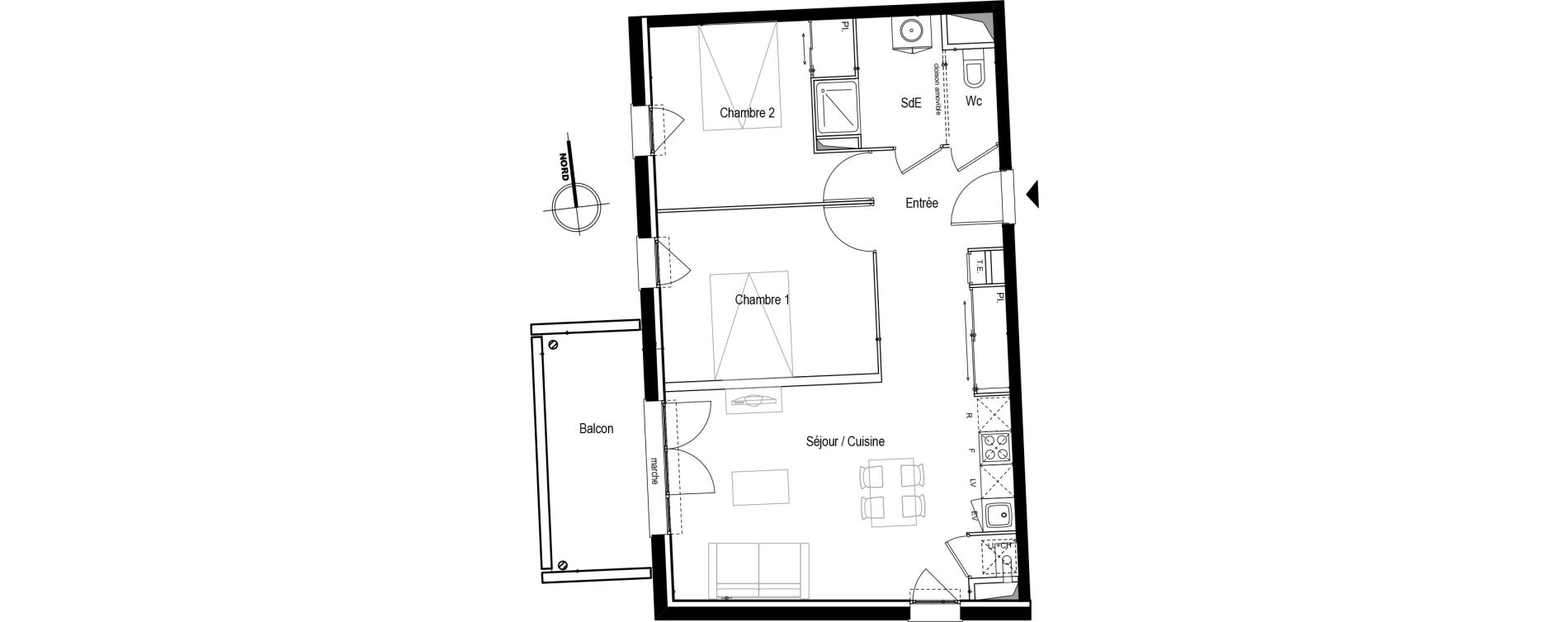 Appartement T3 de 61,63 m2 &agrave; Toulouse Croix daurade