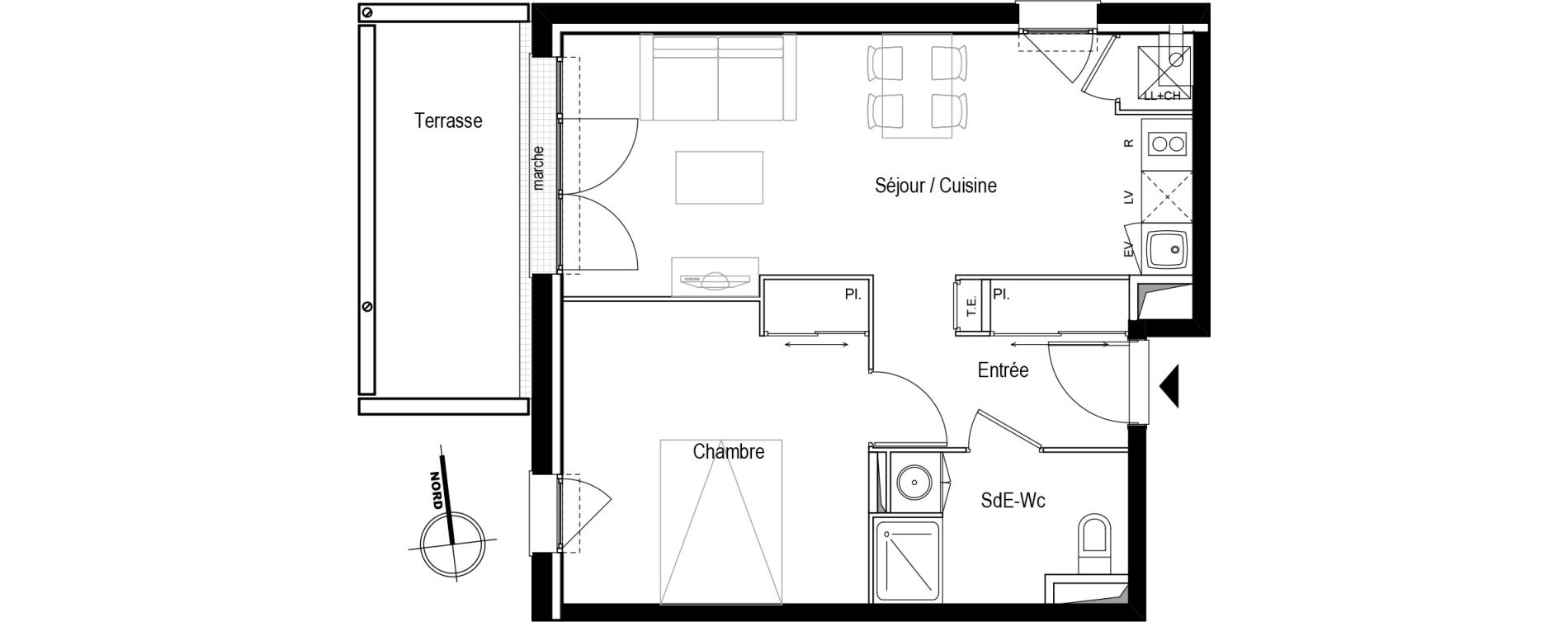 Appartement T2 de 43,63 m2 &agrave; Toulouse Croix daurade