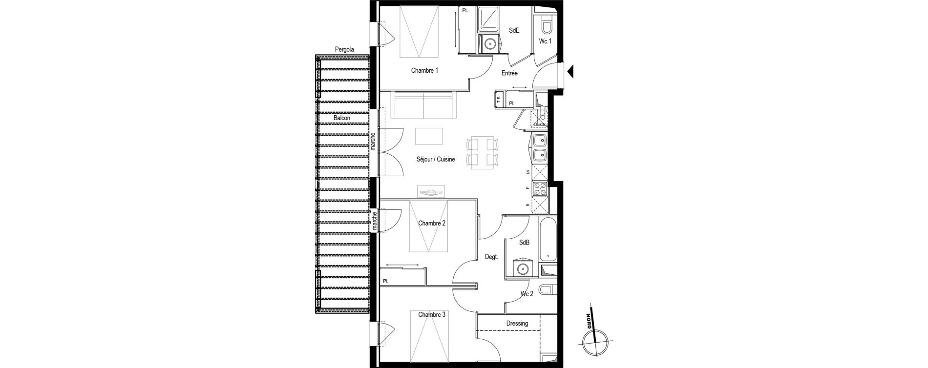 Appartement T4 de 80,53 m2 &agrave; Toulouse Croix daurade