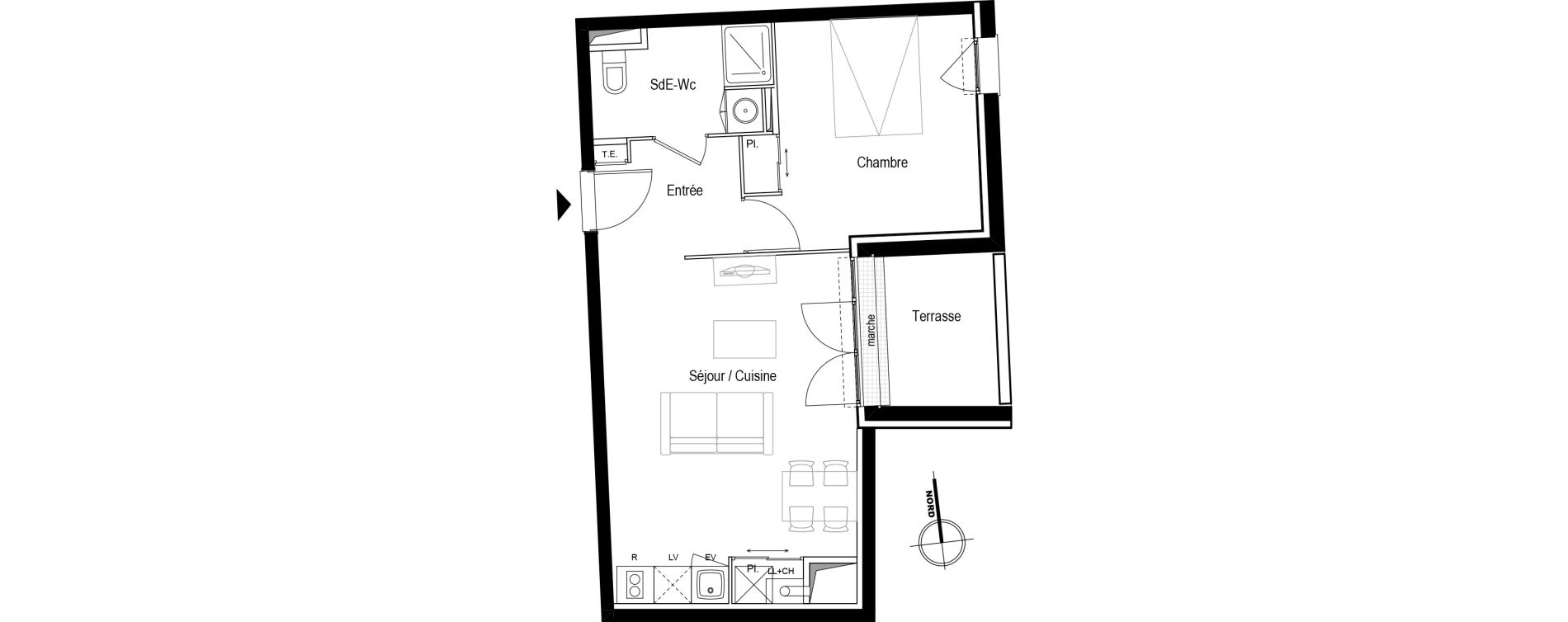 Appartement T2 de 43,65 m2 &agrave; Toulouse Croix daurade