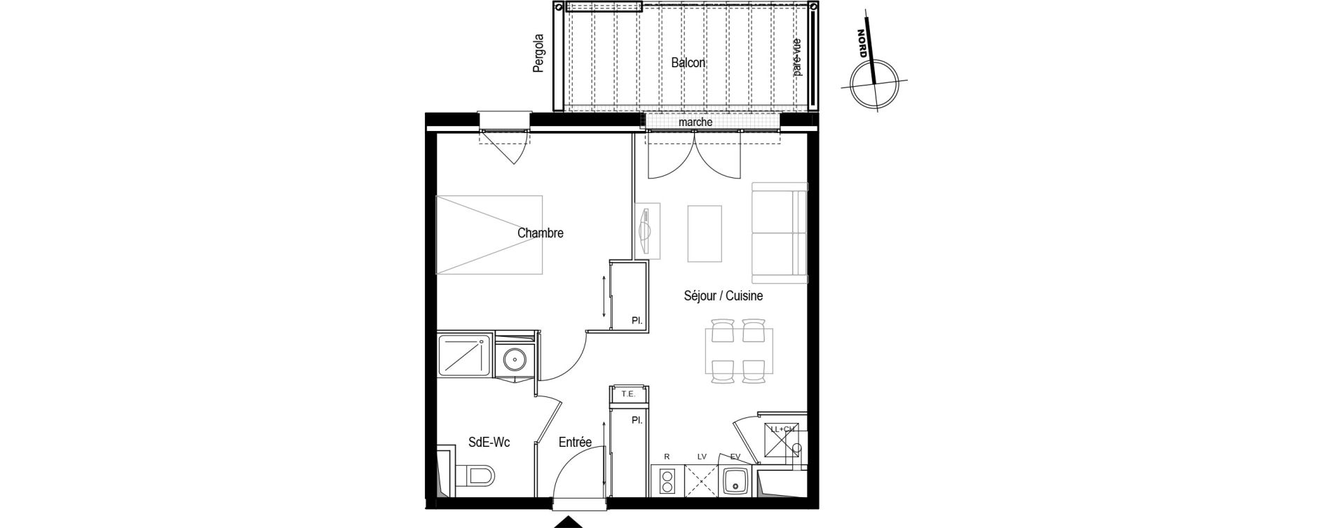 Appartement T2 de 41,38 m2 &agrave; Toulouse Croix daurade