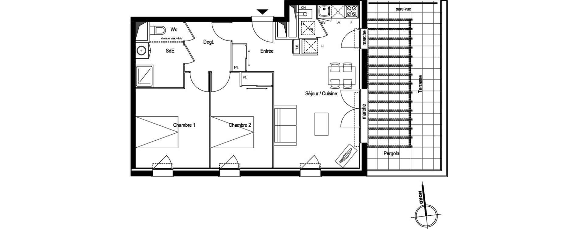 Appartement T3 de 64,03 m2 &agrave; Toulouse Croix daurade