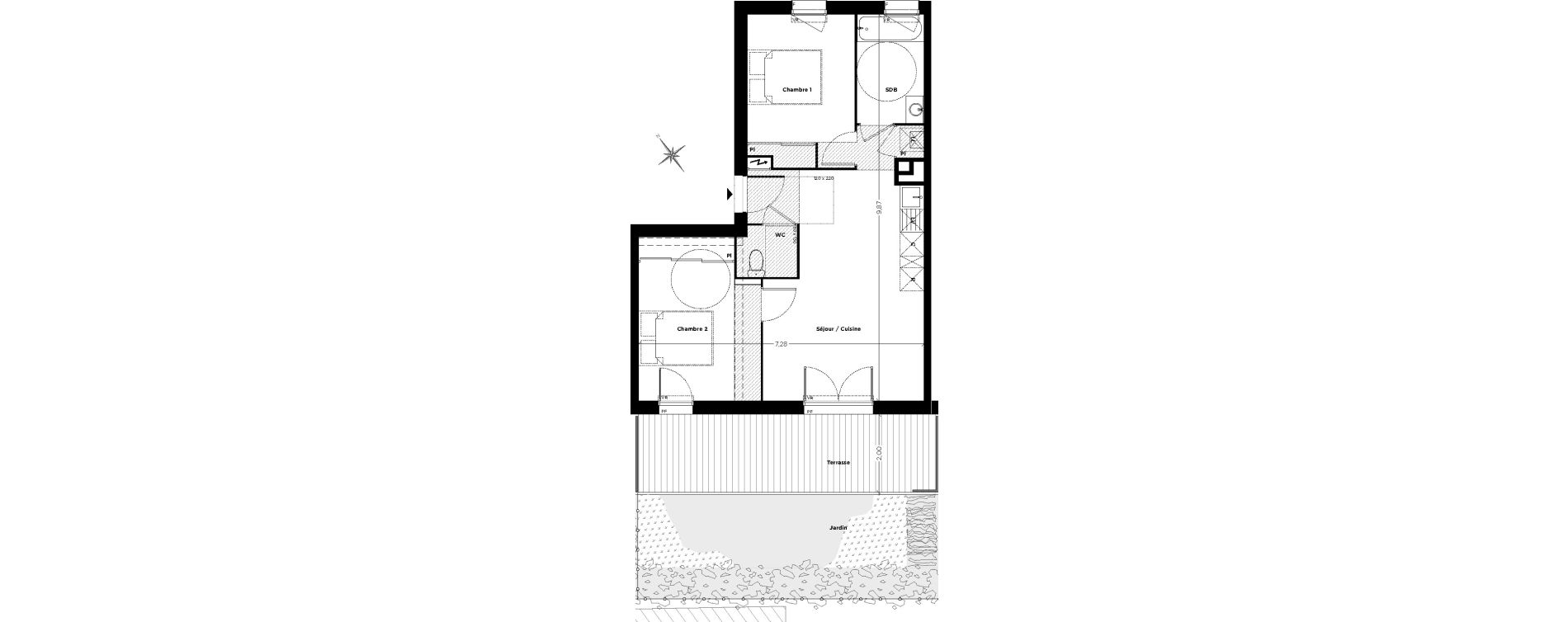 Appartement T3 de 54,35 m2 &agrave; Toulouse Bonnefoy